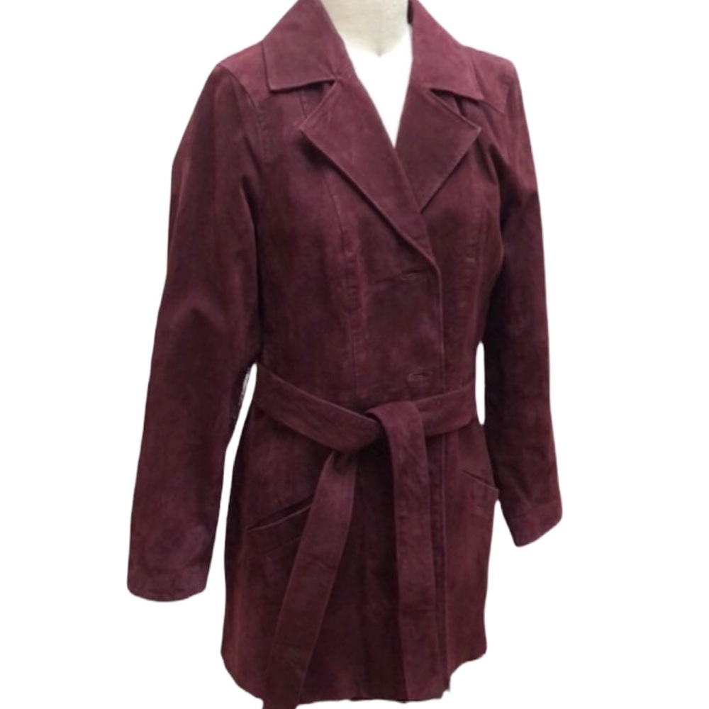 🆕 NWT Oversized Leather Belted Washable Trench-Style Jacket With Pockets